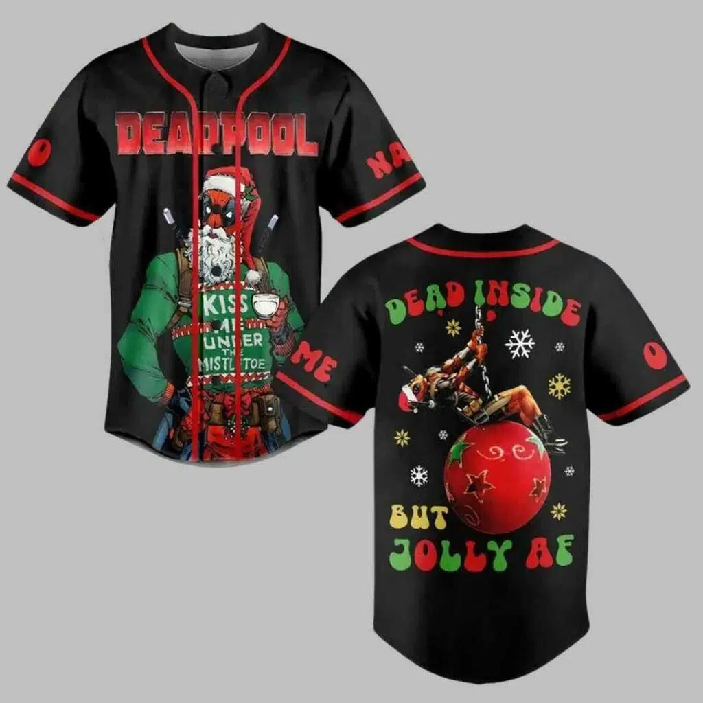 Deadpool Christmas Baseball Jersey 3