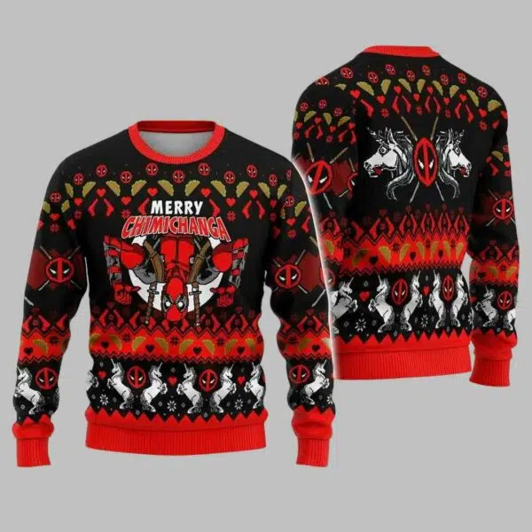 Deadpool Merry Chimichanga Ugly Christmas Sweater 1