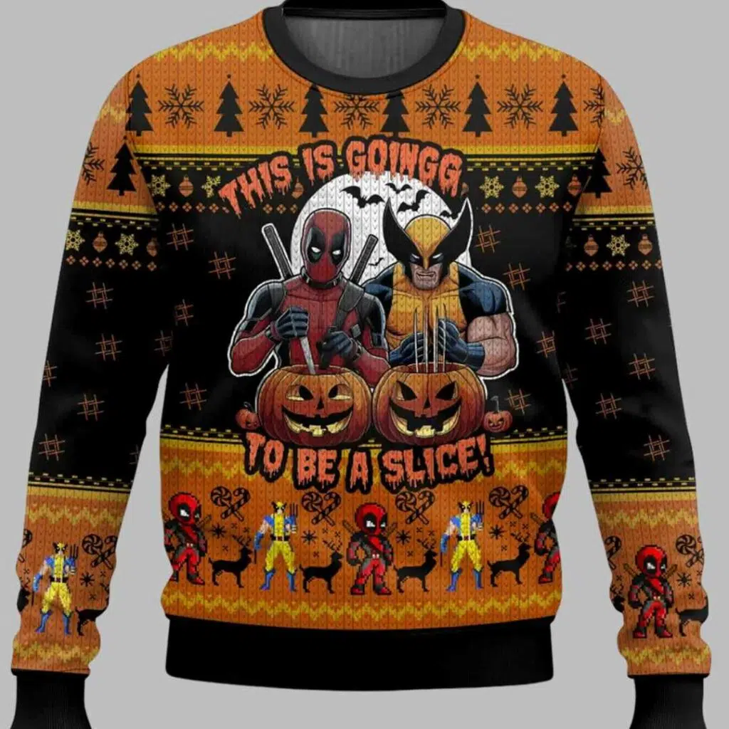 Deadpool Wolverine Ugly Halloween Sweater 1