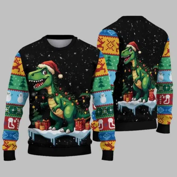 Dinosaur Ugly Christmas Sweater 2