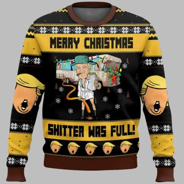 Donald Trump Vacations Merry Christmas Shitter Was Full Ugly Christmas Sweater 2