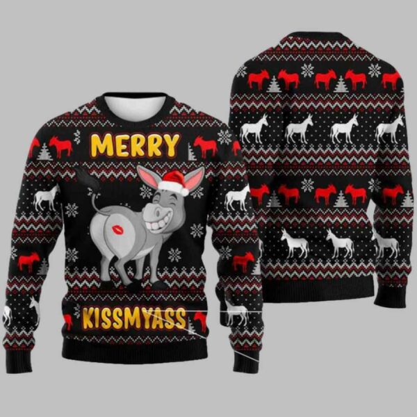 Donkey Merry Kissmyass Ugly Christmas Sweater 3