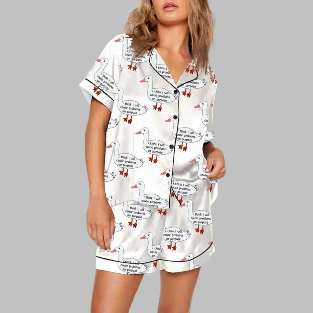 Duck I Think I Will Cause Problems On Purpose Pajama Set 2