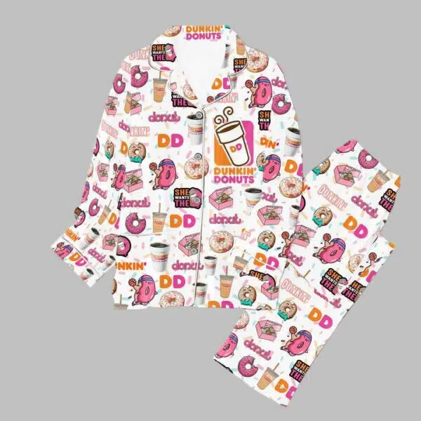 Dunkin Donuts Button Down Pajamas Set 2