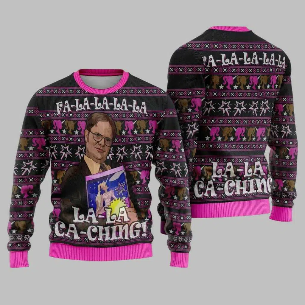 Dw Schrute Fa la la la la la la ca ching Ugly Christmas Sweater 2