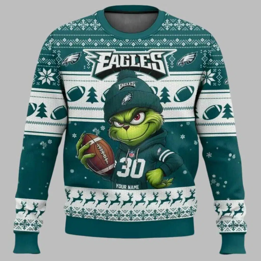 Eagles Grnch Ugly Christmas Sweater 2