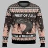 First of All I'm a Delight Hippo Ugly Christmas Sweater 1