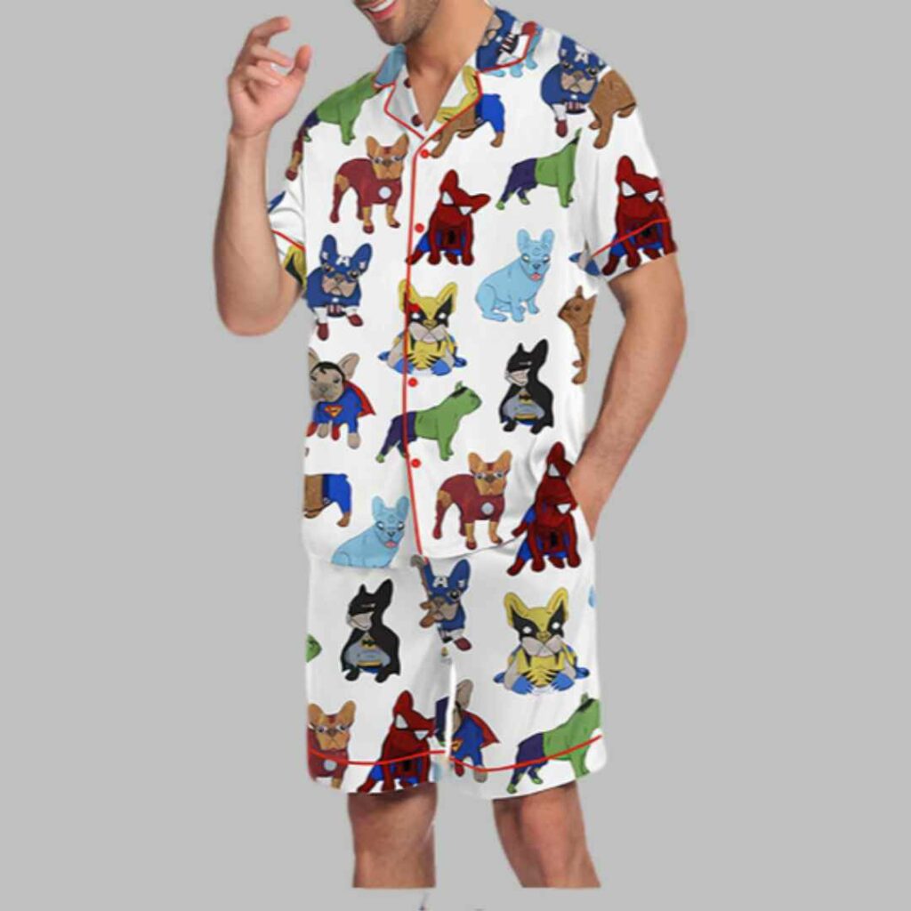 French Bulldog Superhero Mens Satin Pajama Set 3 French Bulldog Superhero Mens Satin Pajama Set 3