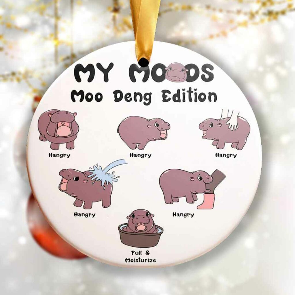 Funny Moo Deng Meme Ornament 2