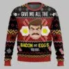 Give Me All The Bacon And Eggs You Have Ron Swanson Parks and Recreation Ugly Christmas Sweater 2