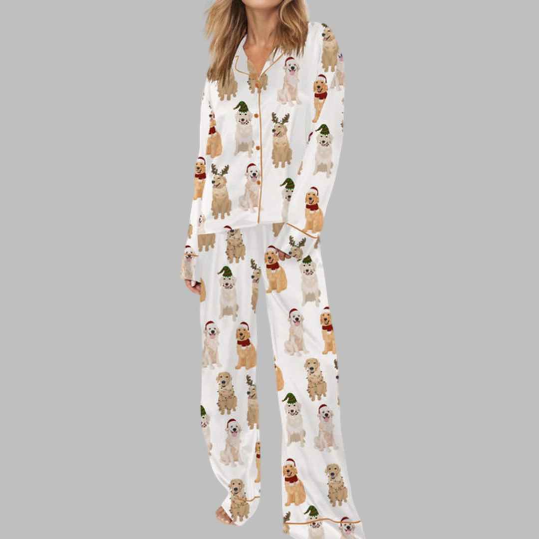 Golden Retriever Christmas Satin Pajama Set 2 Golden Retriever Christmas Satin Pajama Set 2