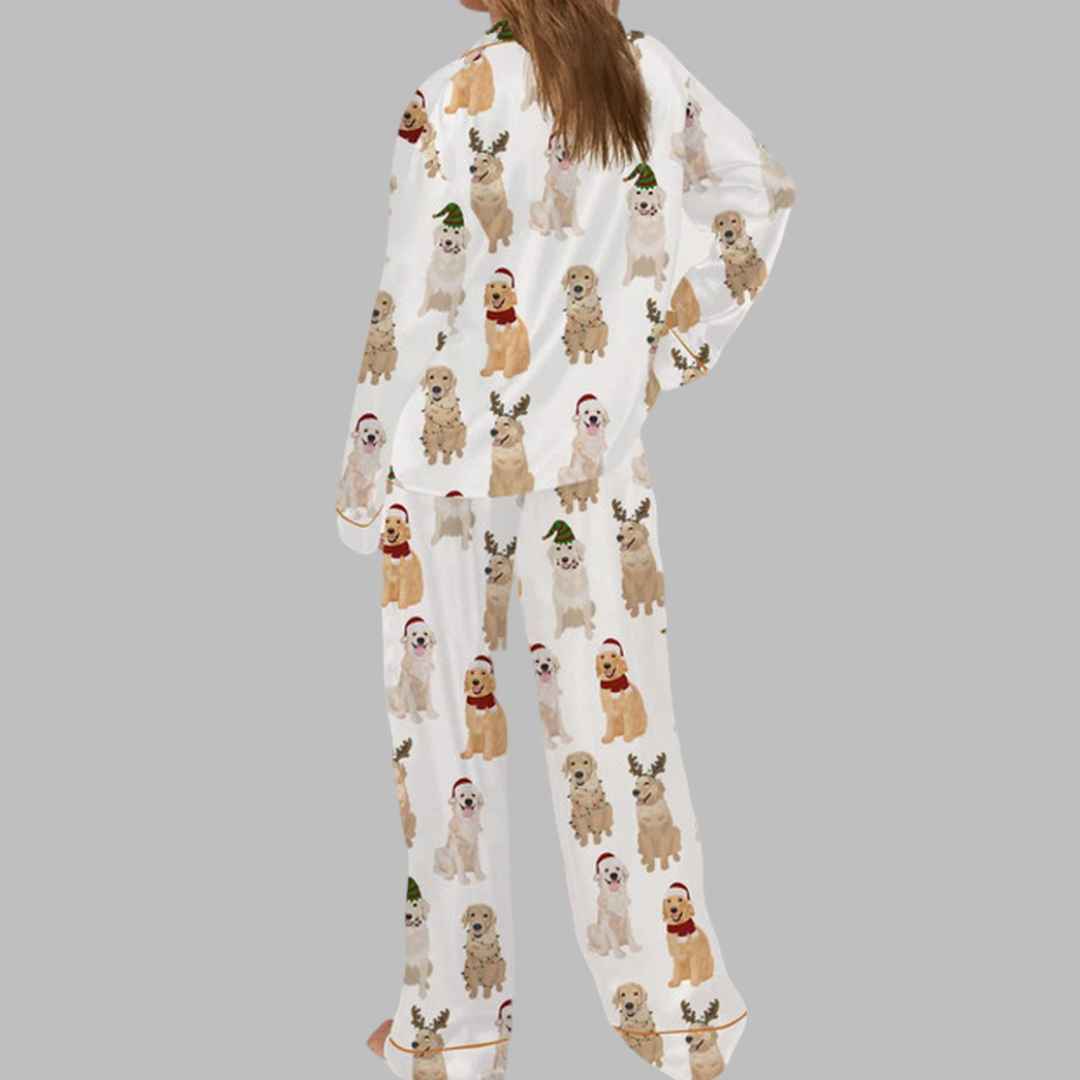 Golden Retriever Christmas Satin Pajama Set 3 Golden Retriever Christmas Satin Pajama Set 3