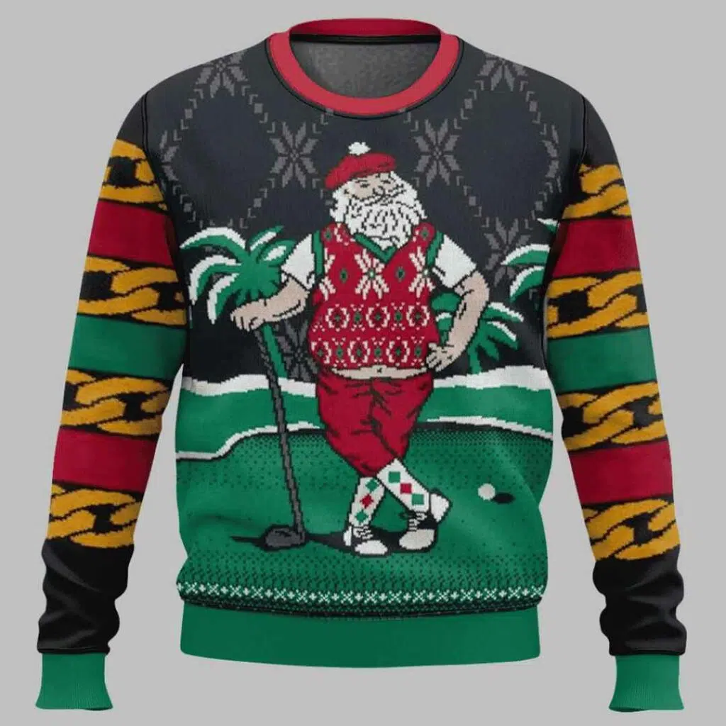 Golf Santa Christmas Ugly Christmas Sweater 2