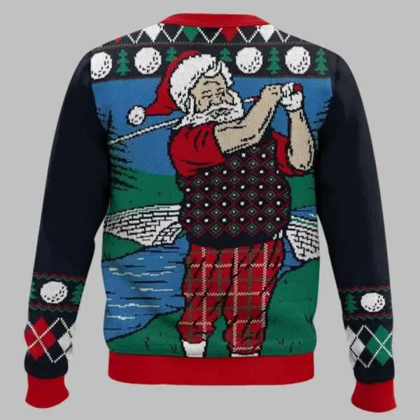 Golf Santa Claus Christmas Ugly Christmas Sweater 3