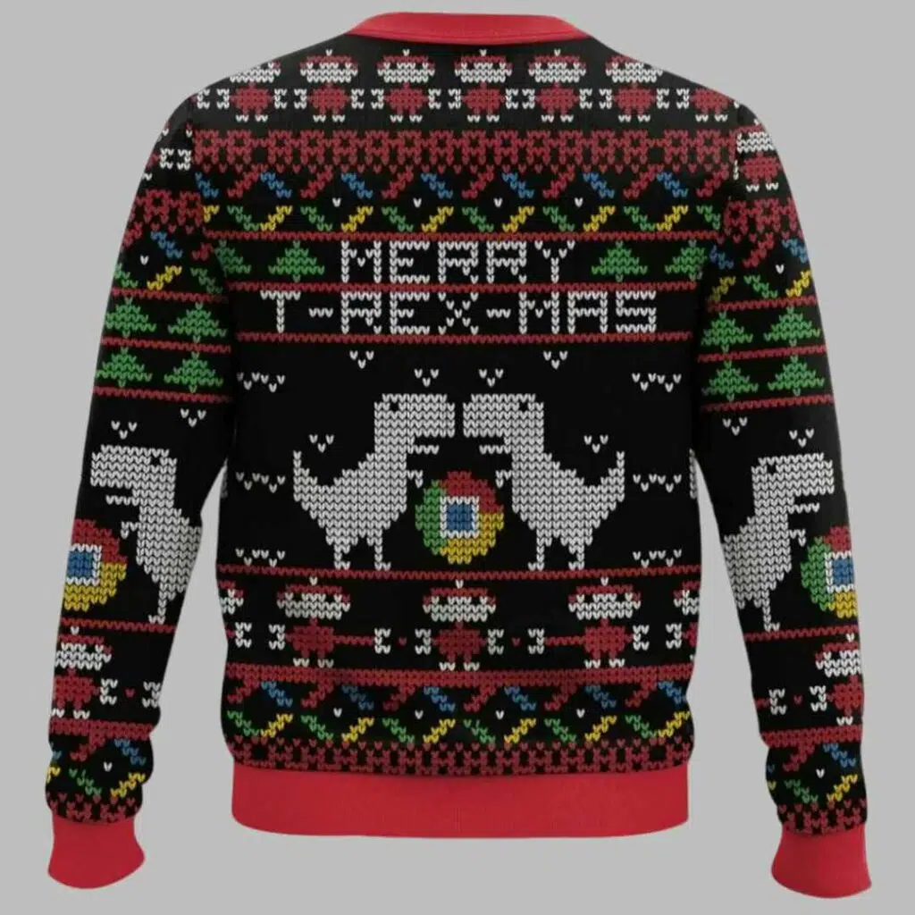 Google Chrome T Rex Mas Ugly Christmas Sweater 2