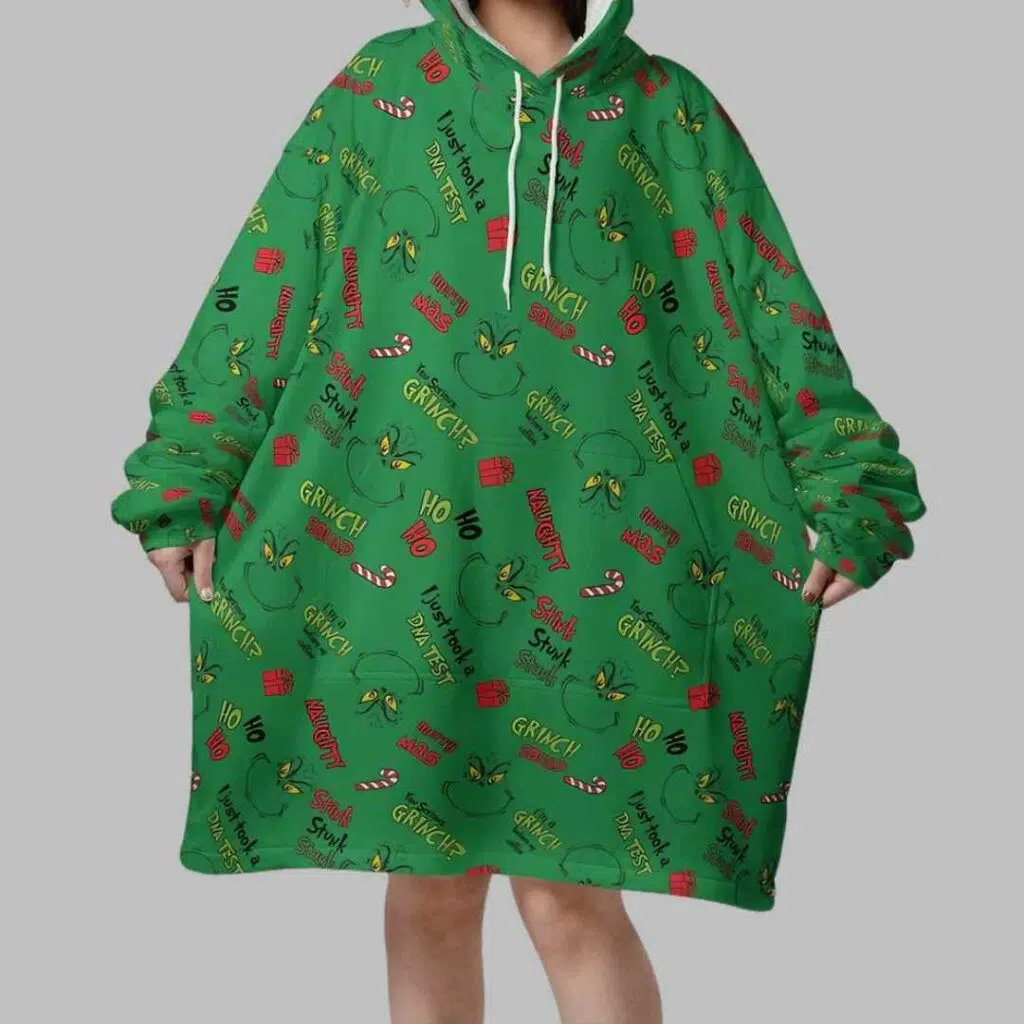 Grnch Christmas Hoodie Blanket 3