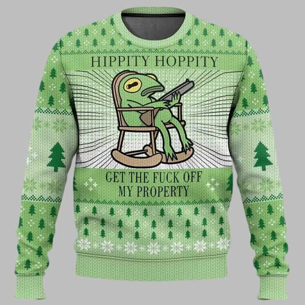 Hippity Hoppity Frog Meme Christmas Ugly Christmas Sweater 2