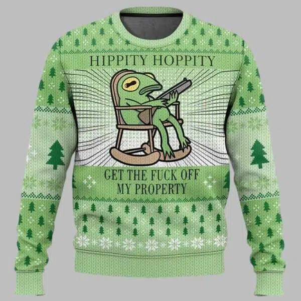 Hippity Hoppity Frog Meme Christmas Ugly Christmas Sweater 2