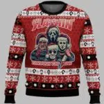 Horror Guys Slashin Through The Snow Christmas Ugly Christmas Sweater