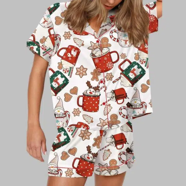 Hot Cocoa And Cookie Satin Pajama Set 2