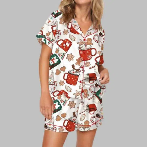 Hot Cocoa And Cookie Satin Pajama Set 3