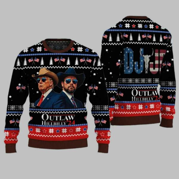 I'm Voting for the Outlaw Hillbilly 2024 Ugly Christmas Sweater 2