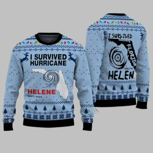 I Survived Hurricane Helene 2024 Florida Ugly Christmas Sweater 2