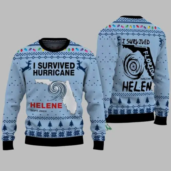 I Survived Hurricane Helene 2024 Ugly Christmas Sweater 1