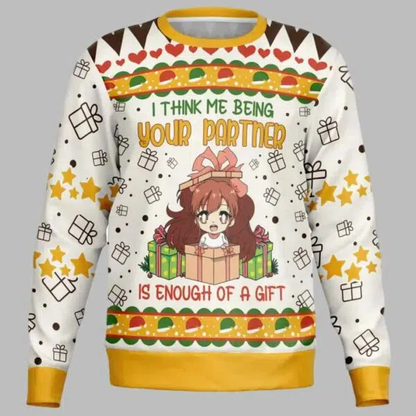 I Think Me Being Your Partner Is Enough Of A Gift Ugly Christmas Sweater 2