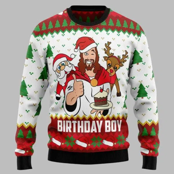 Jesus Birthday Boy Ugly Christmas Sweater 1