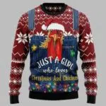 Just a Girl Who Loves Chickens Ugly Christmas Sweater