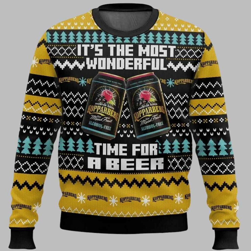 Kopparberg UK Beer Its The Most Wonderful Time For A Beer Ugly Christmas Sweater 2 Kopparberg UK Beer Its The Most Wonderful Time For A Beer Ugly Christmas Sweater 2
