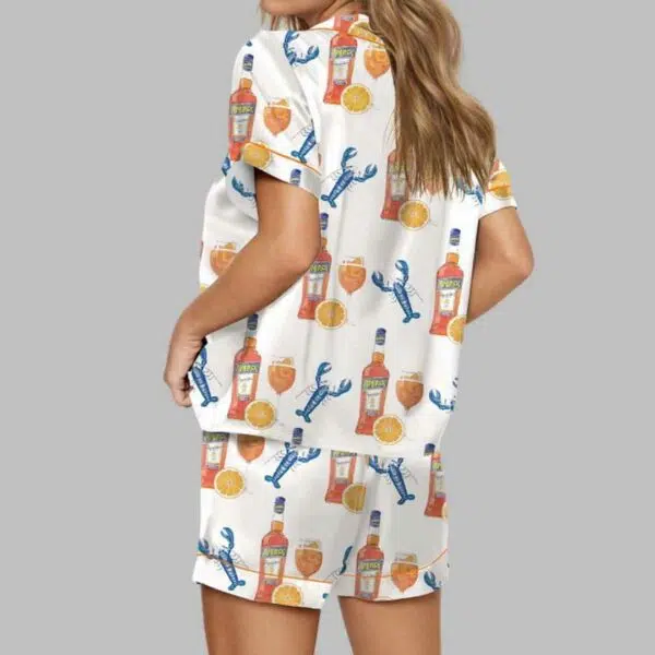 Lobster Aperol Spritz Trio Satin Pajama Set 3