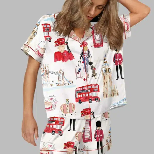 London Travel Watercolor Pajama Set 3