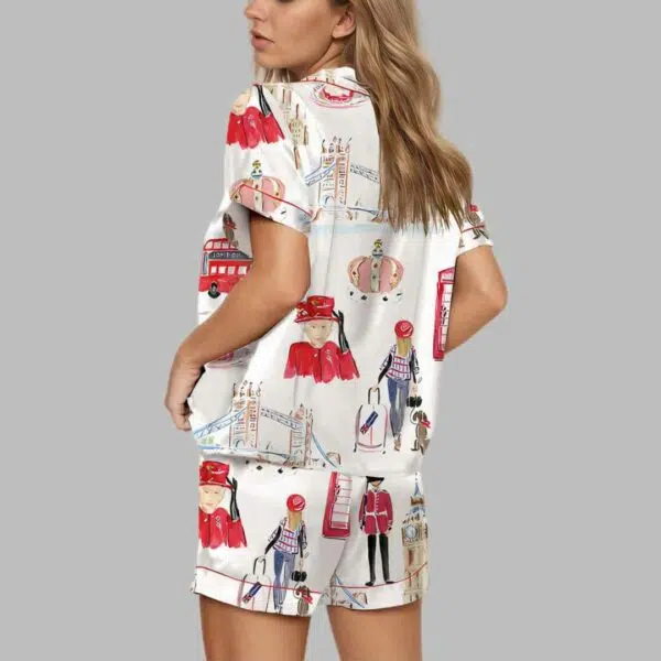 London Travel Watercolor Pajama Set 4