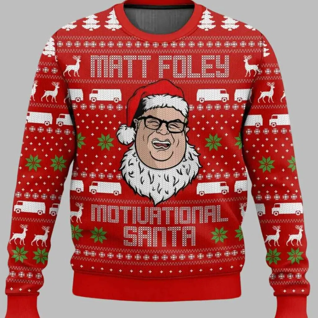 Matt Foley Saturday Night Live Motivational Santa Ugly Christmas Sweater 1