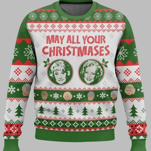 May all your Christmases Bea White The Golden Girls Ugly Christmas Sweater 2