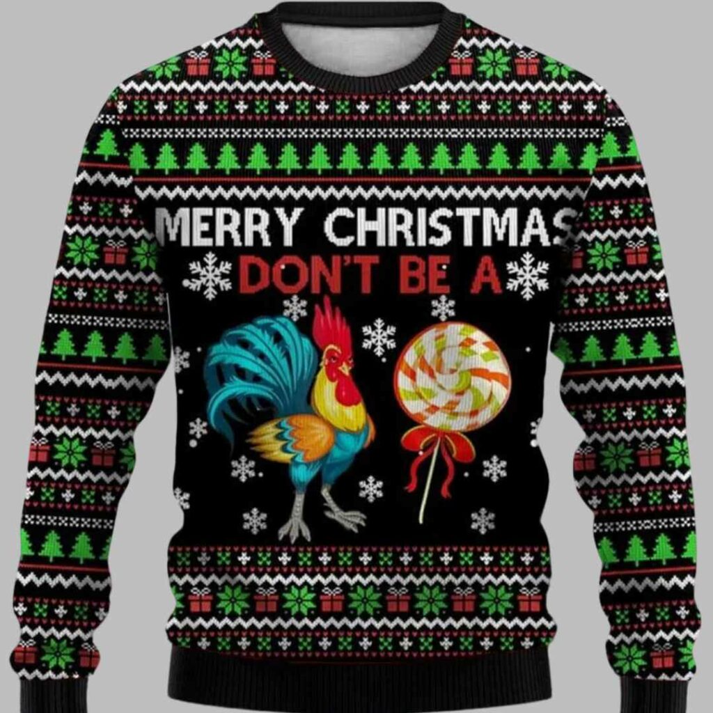 Merry Christmas Cock Candy Ugly Christmas Sweater 3