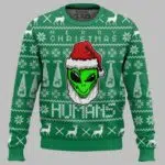 Merry Christmas Human Alien Ugly Christmas Sweater