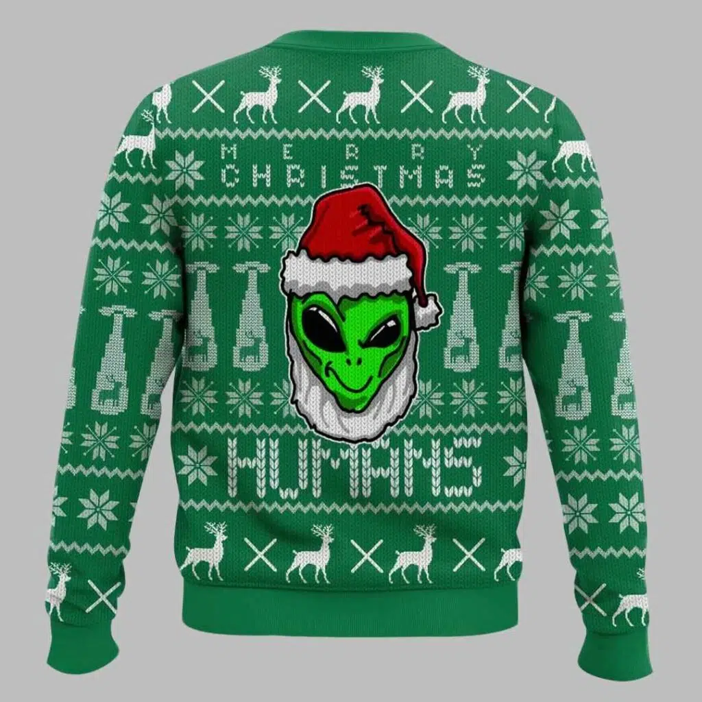 Merry Christmas Human Alien Ugly Christmas Sweater 2