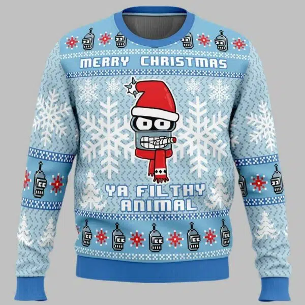 Merry Christmas Ya Filthy Animal Futurama Ugly Christmas Sweater 2