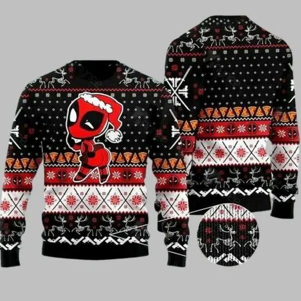 Merry Kissmyass Santa Deadpool Christmas Ugly Sweater 2