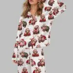Moo Deng Christmas Satin Pajama Set