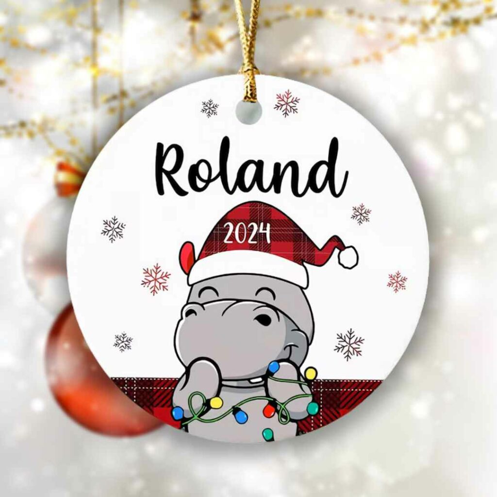 Moo Deng Roland 2024 Christmas Ornament 2