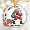 Moo Deng Santa Christmas Ornament 2