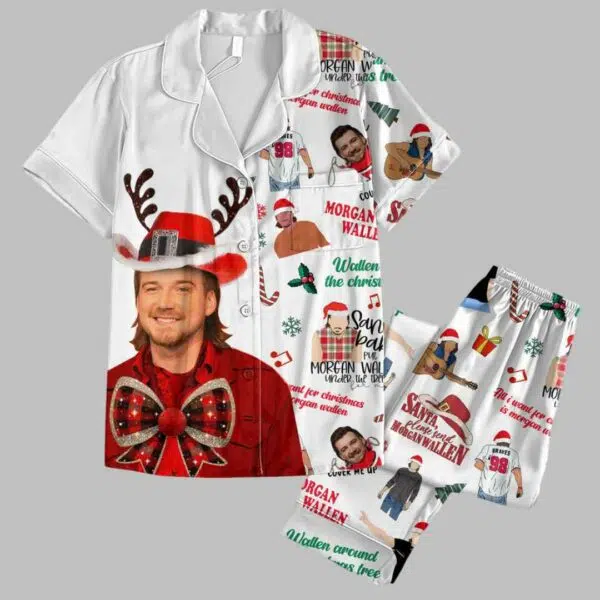 Morgan Wallen Merry Christmas Button Pajamas Set 2