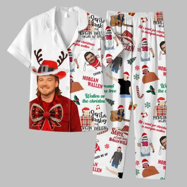 Morgan Wallen Merry Christmas Button Pajamas Set 3