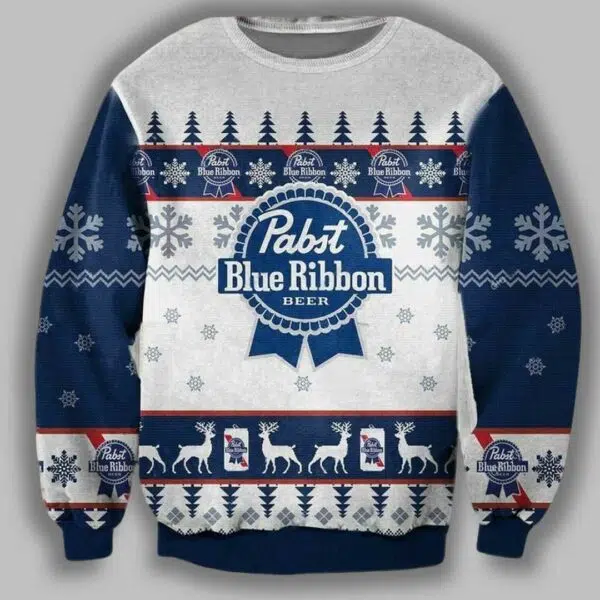 PBR Blue Ribbon Ugly Christmas Sweater 2