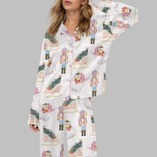 Pink Christmas Satin Pajama Set 2