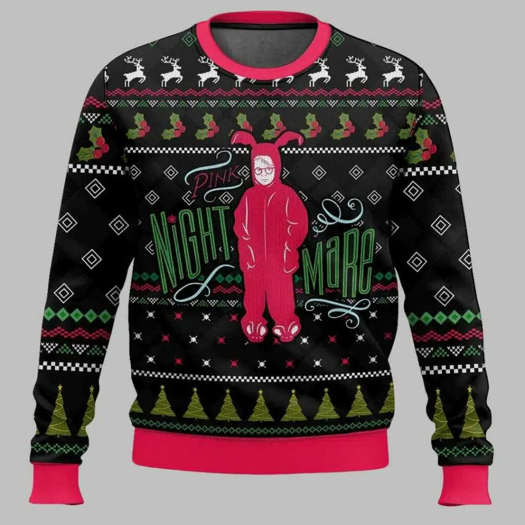 Pink Nightmare Ralphie Parker A Christmas Story Ugly Christmas Sweater 2